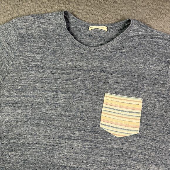 Marine Layer Shirt Mens L Blue Striped Pocket Tee Patterned Re-spun Lightweight - Picture 1 of 8